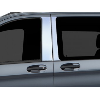 Хромированные накладки на дверные стойки Mercedes-Benz Vito (4 ч., полир. нерж. сталь) 2016-2019 г.