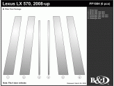 Хромированные накладки на дверные стойки Lexus LX-570 (6 ч., полир. нерж. сталь), изображение 2