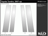 Хромированные накладки на дверные стойки Toyota TUNDRA (4 ч., полир. нерж. сталь), изображение 2