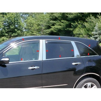 Хромированные накладки на дверные стойки и боковые окна  Acura MDX (18 ч., полир. нерж. сталь)
