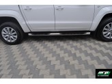 Пороги для Volkswagen Touareg с площадкой "DRAGOS", полир. нерж. сталь (76 мм) 2007-2009 г., изображение 4