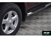 Пороги для Volkswagen Touareg с площадкой "DRAGOS", полир. нерж. сталь (76 мм) 2007-2009 г., изображение 2