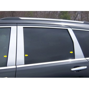 Хромированные накладки на дверные стойки Jeep Grand Cherokee (6 ч., полир. нерж. сталь) 2011-2014 г