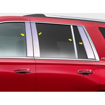 Хромированные накладки на дверные стойки Cadillac Escalade (8 ч., полир. нерж. сталь, для SUV)