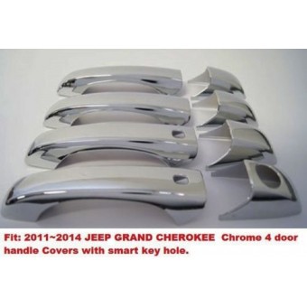 Хромированные накладки на дверные ручки Jeep Grand Cherokee (8 ч., ABS пластик)