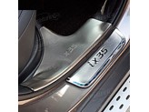 Хромированные накладки для Hyundai iX 35 на внутренние пороги с логотипом, полир. нерж. сталь