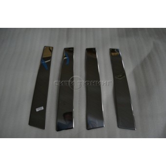Хромированные накладки на дверные стойки Nissan Qashqai (4 ч., полир. нерж. сталь)