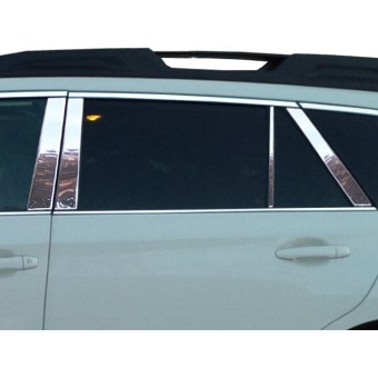 Хромированные накладки на дверные стойки Subaru Outback (8 ч., полир. нерж. сталь)