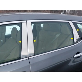 Хромированные накладки на дверные стойки Nissan X-Trail T32 ( 8 ч., полир. нерж. сталь)